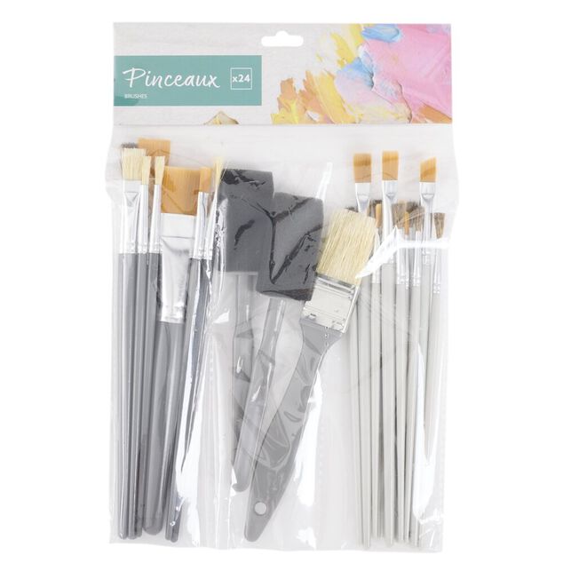 Pinceau d'art x24 manche bois