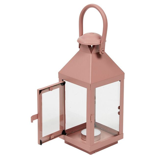 Lanterne photophore en m&eacute;tal rose