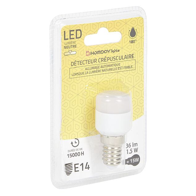 Ampoule LED E14 Homday d&eacute;tecteur cr&eacute;pusculaire 210lms