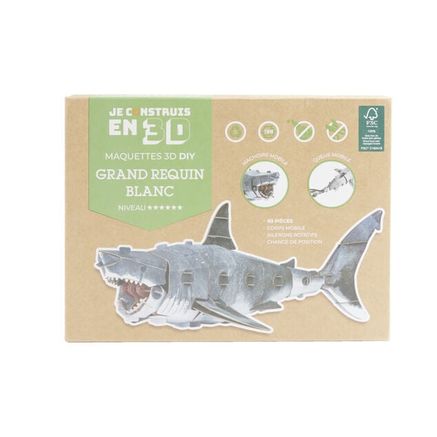 Maquette 3D requin enfant 99 pi&egrave;ces 44x25xH16cm