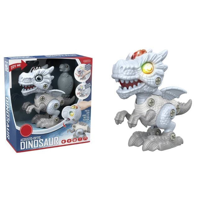 Jeu bloc de construction enfant dinosaure son et lumi&egrave;re bleu 16x7xH14,5cm