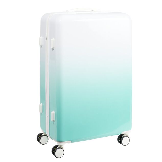 Valise cabine 94L trolley 4 roulettes d&eacute;grad&eacute; bleu et blanc 49,5x29,5xH77,5cm