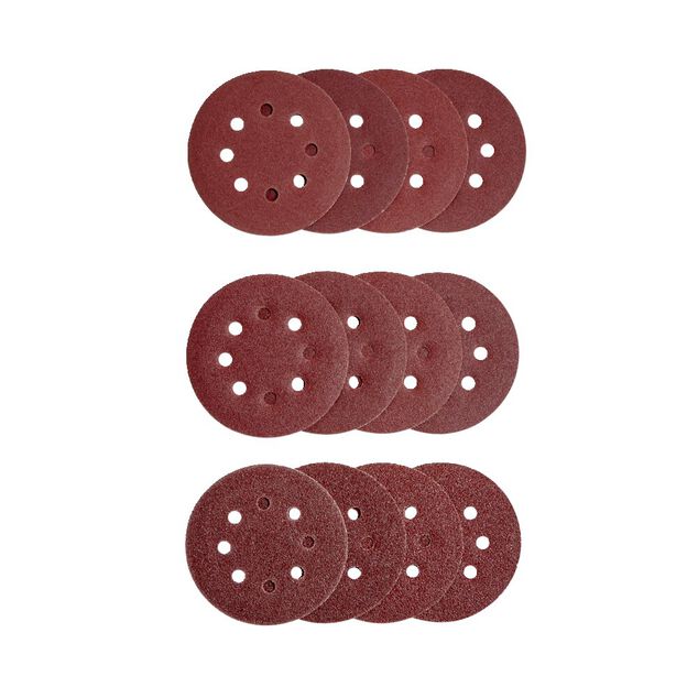 12 disques abrasifs en Corindon pour ponceuses vibrantes - &Oslash;125 mm