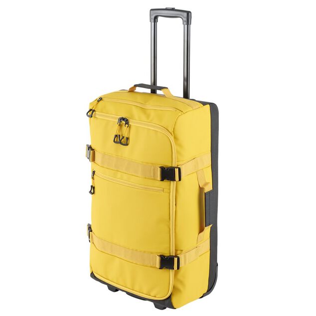 Valise souple 55L taille moyenne 2 roues textile jaune 36,5x24xH66cm