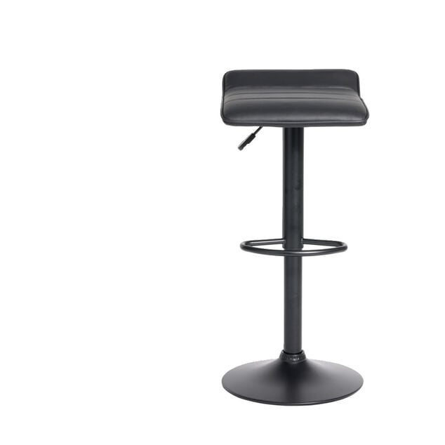 Tabouret de bar Majestik assise carrée simili noir et pied métal réglable H84cm