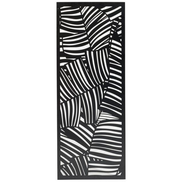 Panneau d&eacute;coratif design feuillage m&eacute;tal ajour&eacute; noir 50xH130cm