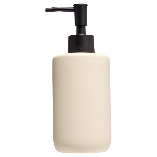 Distributeur de savon c&eacute;ramique beige &Oslash;7xH18,5cm