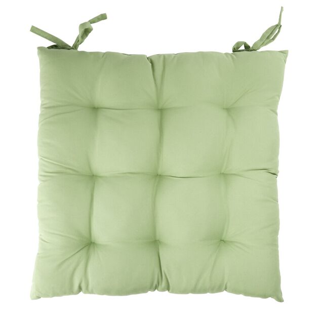 Galette de chaise carr&eacute;e unie verte 38x38cm