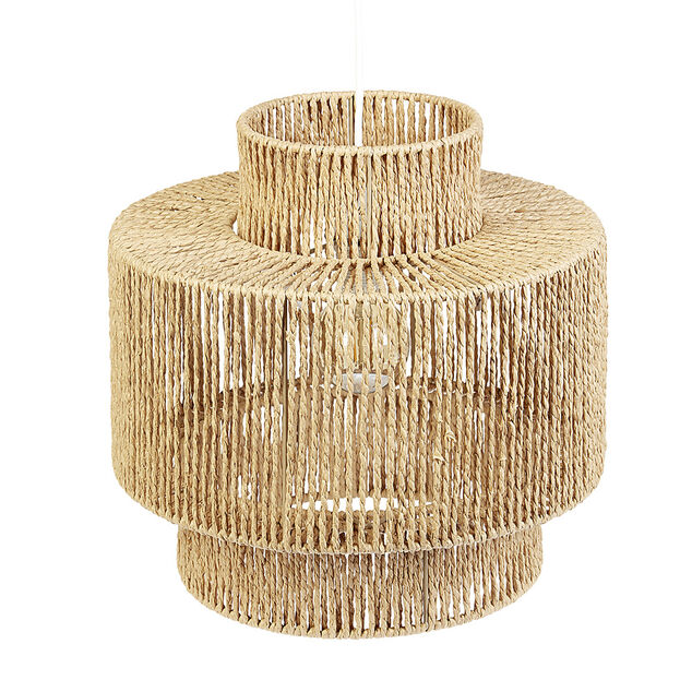 Suspension ronde &agrave; 3 niveaux en cordage imitation jute naturel