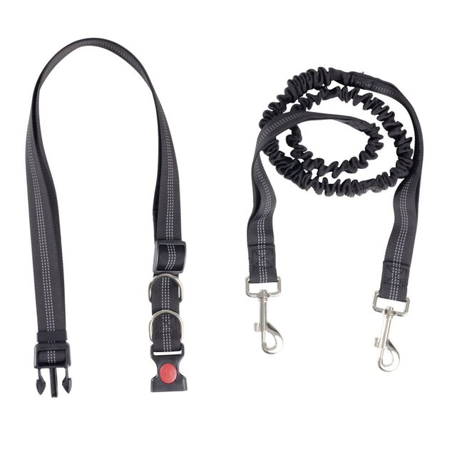 Laisse traction jogging canicross avec ceinture dorsale L120cm