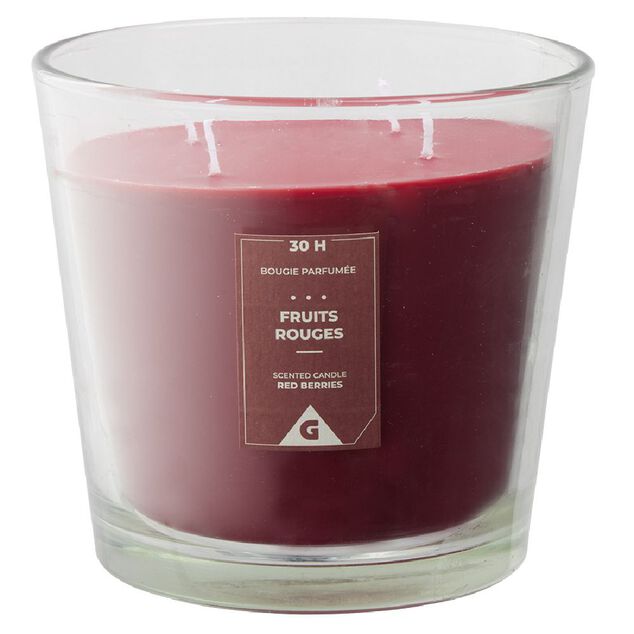 Bougie parfum&eacute;e dans verre senteur fruits rouges &Oslash;13,5xH12,5cm 30H