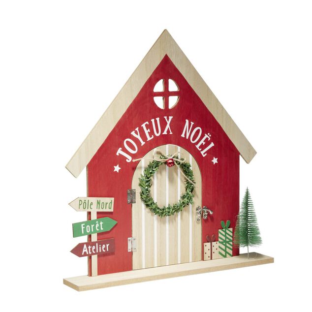 Maison de No&euml;l traditionnelle avec porte ouvrante H42cm