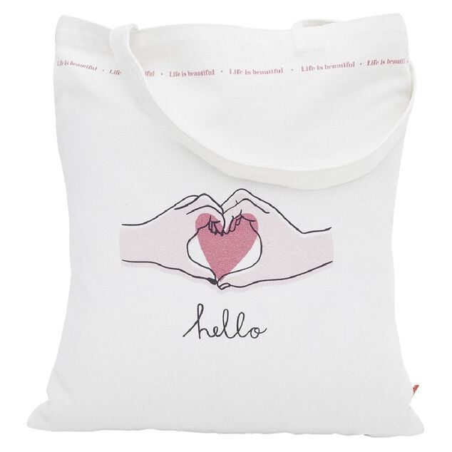 Coffret mug 330ml et tote bag coeur blanc et rose