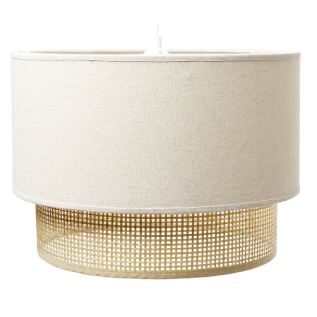 Suspension ronde 2 niveaux bambou blanc &Oslash;35xH115cm