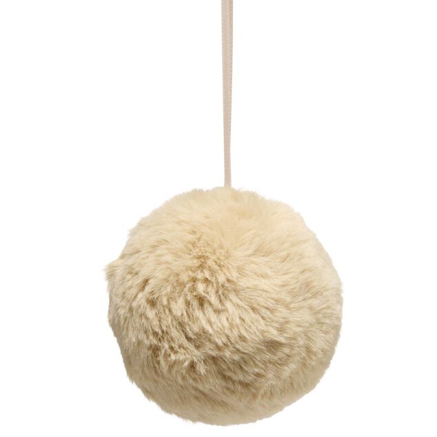 Boule de Noel effet fourrure &agrave; suspendre &Oslash;8cm (3 mod&egrave;les)