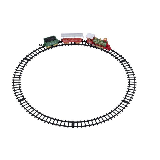Train de No&euml;l lumineux et musical L92cm avec rail 11 pi&egrave;ces