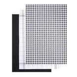 Lot de 3 torchons rectangulaires 50x70cm 100% coton blanc et noir