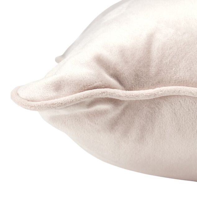 Coussin carr&eacute; velours bords vague rose 40x40cm