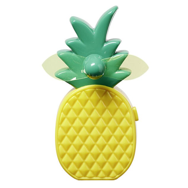 Mini ventilateur &agrave; piles Homday forme ananas jaune et vert