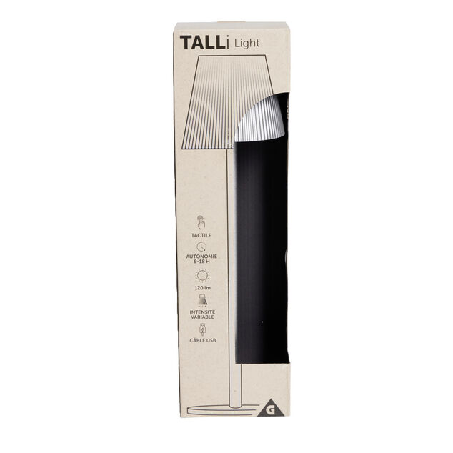 Lampe de table Talli USB tactile grise &Oslash;11xH37cm