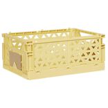 Caisse pliable avec porte-&eacute;tiquette jaune L25xl16,5xH10cm