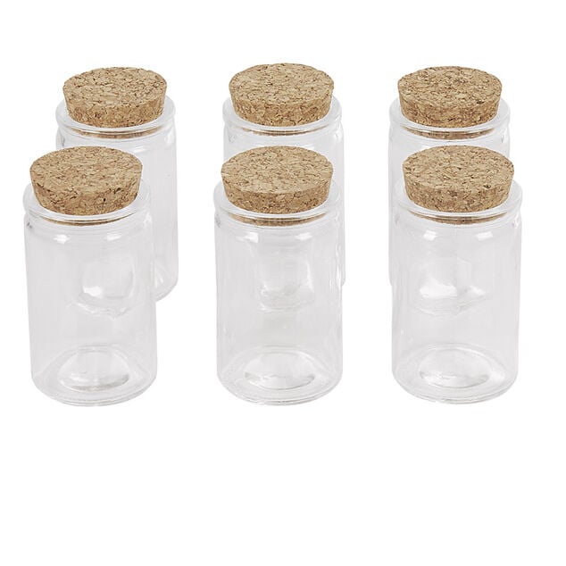 Contenant cylindrique en verre avec bouchon en liège x6