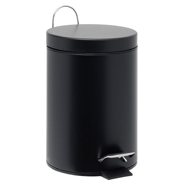 Poubelle salle de bain m&eacute;tal 3L noir