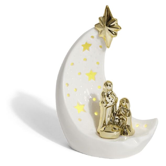 Cr&egrave;che lune c&eacute;ramique lumineuse H18,5cm