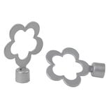 Embout tringle &agrave; rideau &Oslash;16 mm m&eacute;tal forme fleur gris mat x2
