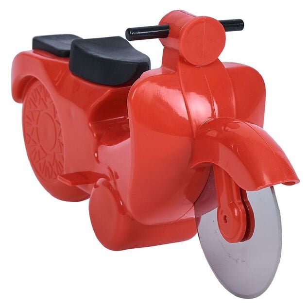 Roulette &agrave; pizza forme scooter rouge ou bleu