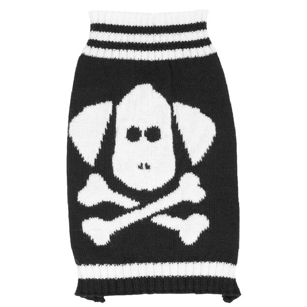Pull motif t&ecirc;te de mort d&eacute;guisement Halloween pour chien Taille M