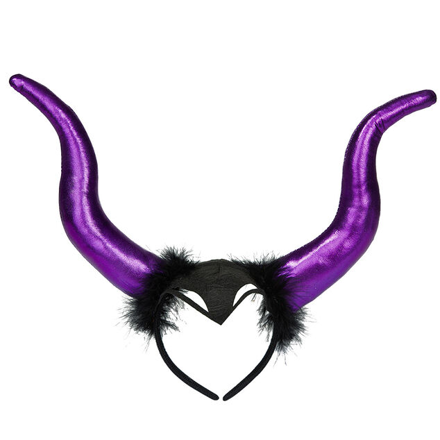 Serre-t&ecirc;te adulte corne de diable violet brillant