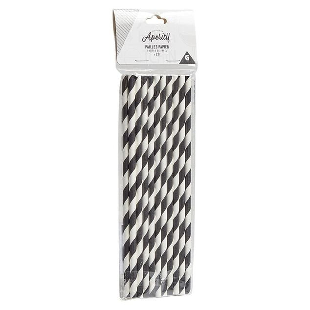 Pailles en papier x20 motif chevron