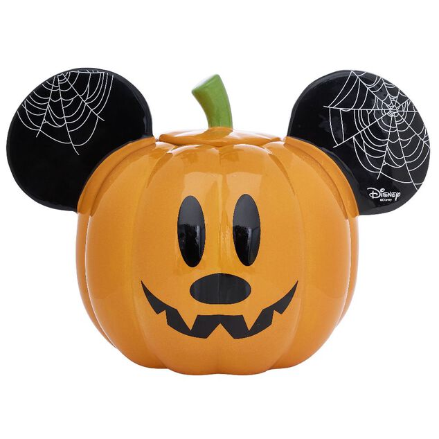 Bonbonni&egrave;re Disney Mickey citrouille orange et noir 2 faces &Oslash;14xH18cm