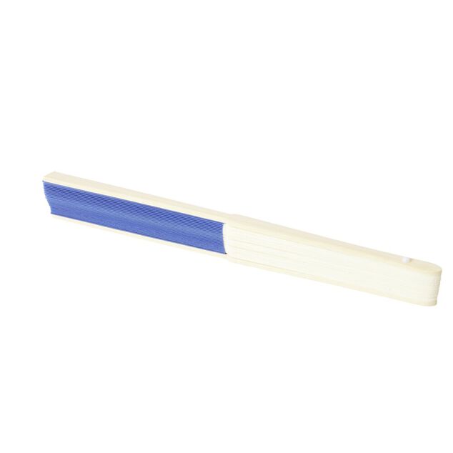 &Eacute;ventail en bambou et tissu uni L27cm (2 mod&egrave;les bleu ou blanc)