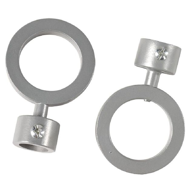 Embout tringle &agrave; rideau &Oslash;16 mm rond en m&eacute;tal gris mat x2