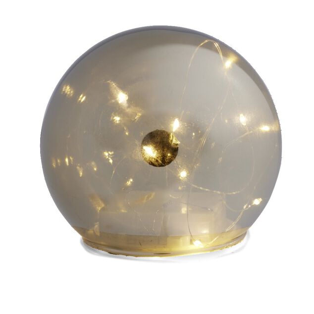 Boule d&eacute;co LED verre et m&eacute;tal gris argent &Oslash;12cm