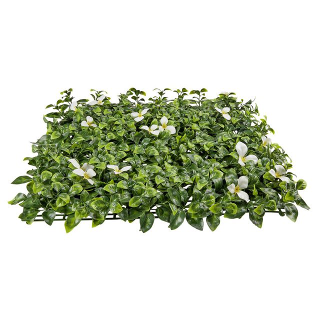 Carr&eacute; de fleur artificielle mural vert 50x50cm