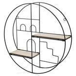 &Eacute;tag&egrave;re pliante ronde m&eacute;tal et bois &Oslash;45x11cm