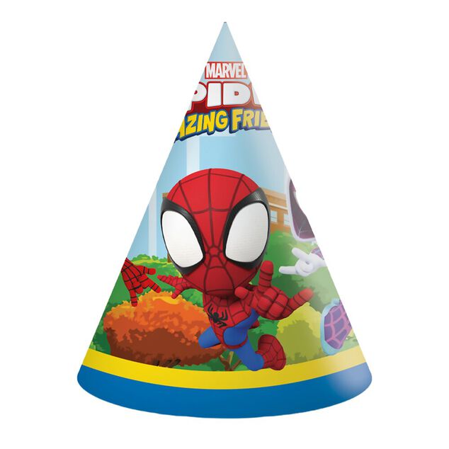 Chapeau de f&ecirc;te c&ocirc;ne x6 Spidey carton multicolore