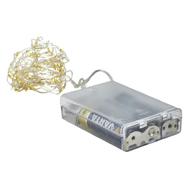 Guirlande &eacute;lectrique fil cuivre 100microLED 5m d'&eacute;clairage blanc chaud