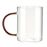 Mug verre transparent avec anse ambre 300ml Ø7xH9cm