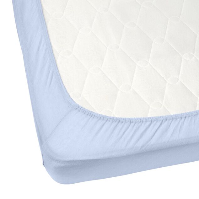 Drap housse 160x200cm 2 personnes polyester uni bleu