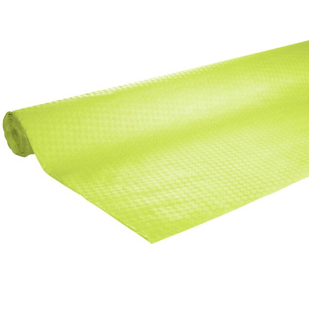 Nappe en papier gaufr&eacute; toile de lin vert kiwi 1,2x15m