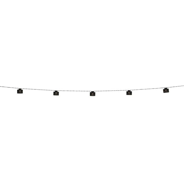 Guirlande solaire 10 mini abat-jours suspendus LED blanc chaud 5,6m