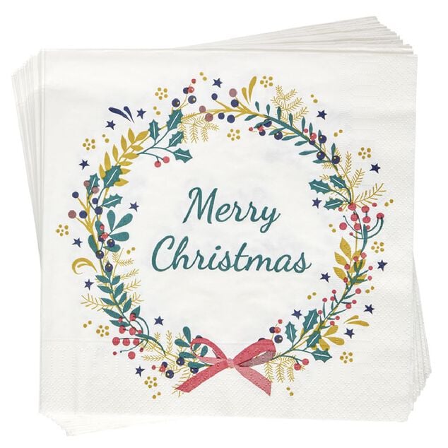 Serviette en papier motif Couronne de No&euml;l x20