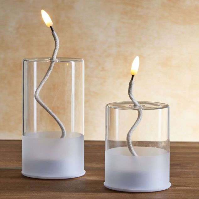 Bougie en verre &agrave; LED &Oslash;8xH15cm