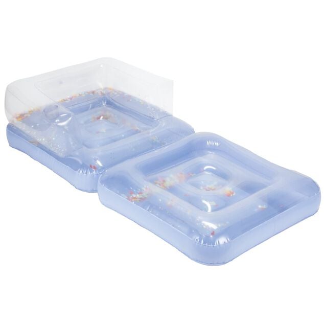 Si&egrave;ge gonflable piscine Funky pliable paillettes et coeurs multicolores 80x80xH55cm