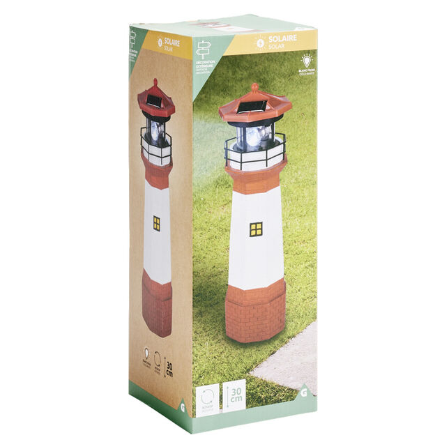 Phare solaire blanc et rouge 11LED H30cm