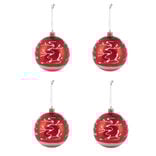 Boule de Noël rouge blanche x4
